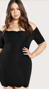 Scalloped off the shoulder dress